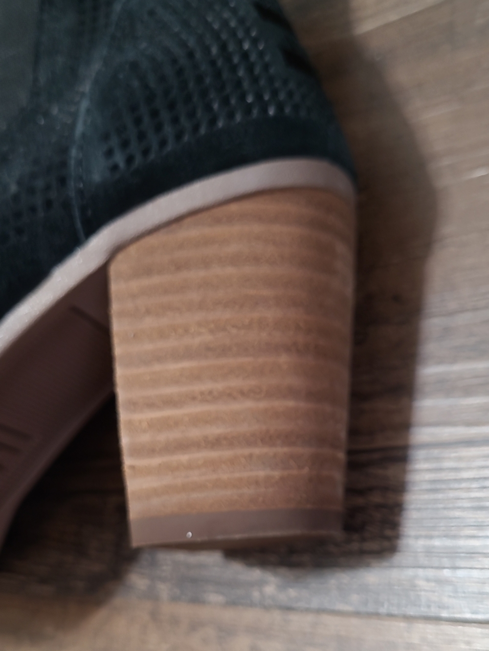 Toms Majorca Black Peep Toe Perforated Suede Bootie - Picture 8 of 9